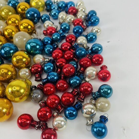 110 Vintage Mercury Glass Feather Tree Mini Christmas Ornament Balls  1/2"-7/8" - Picture 6 of 12